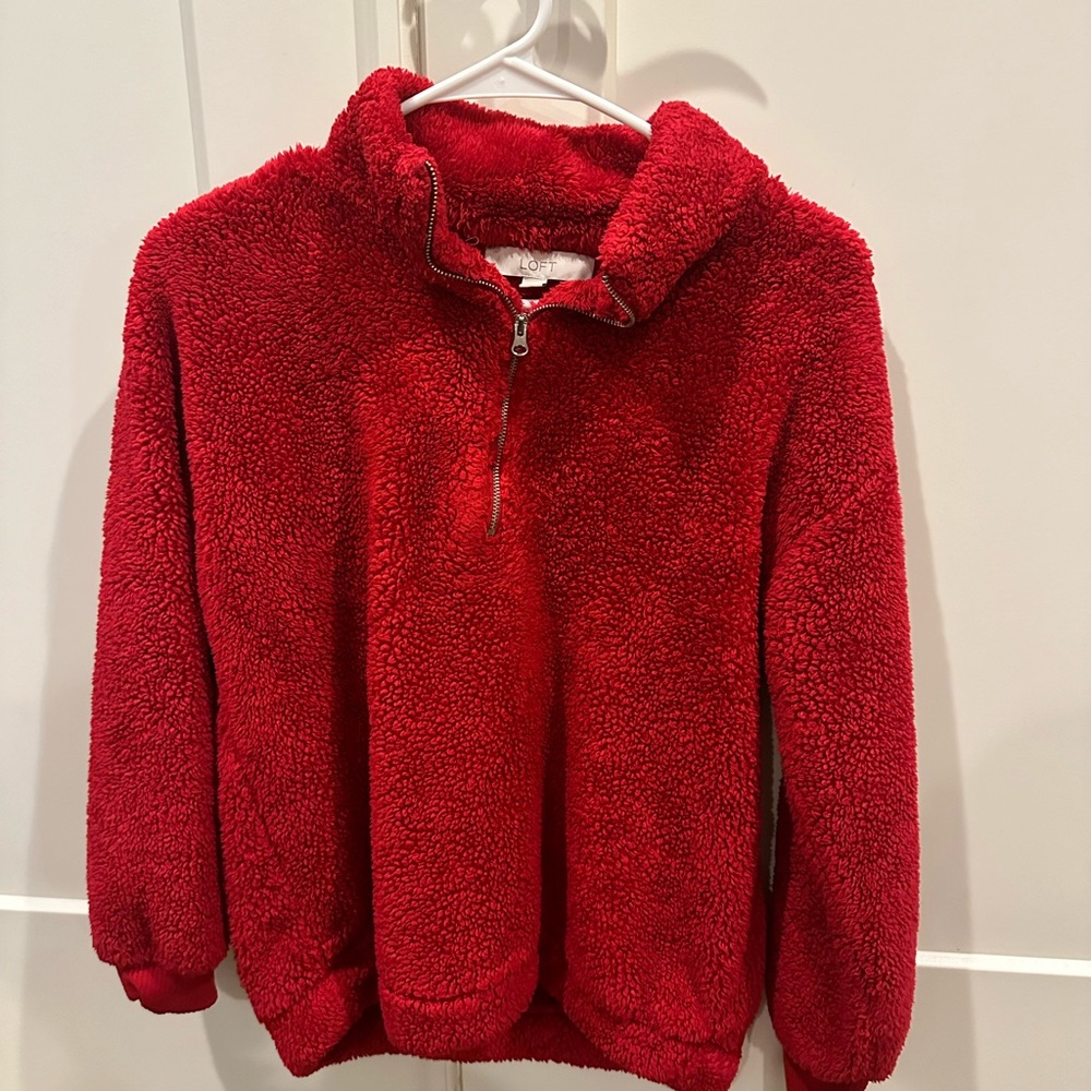 Loft red Sherpa pullover size Xsmall